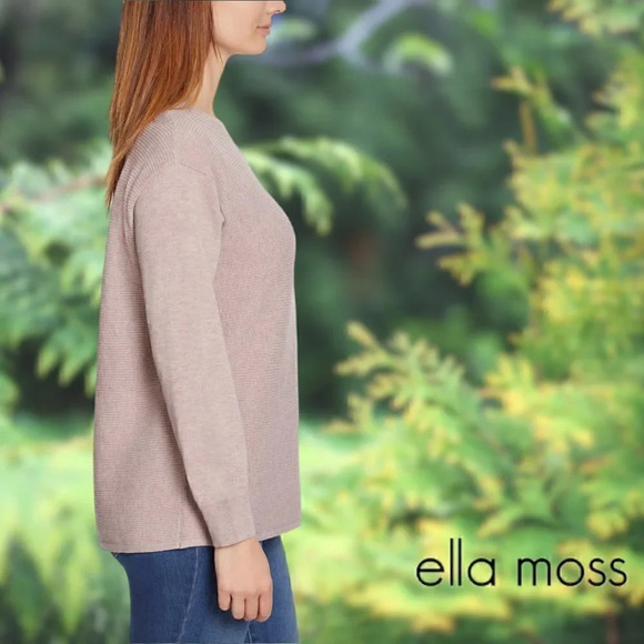 Ella Moss | Long Sleeve Ribbed V-Neck Sweater | Mauve | NWOT - Picture 2 of 3